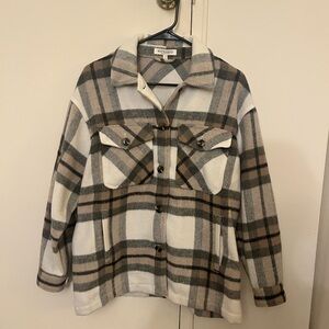 Workshop Republic Clothing Beige and Brown Plaid Utility Jacket